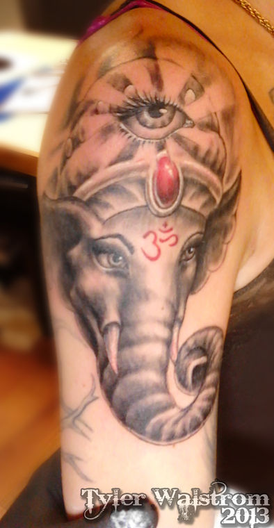 Ganesha, Black & Grey + Color by Tyler Walstrom