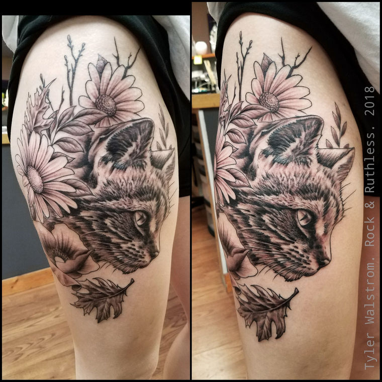 Skull & Wolf, Black & Grey by Tyler Walstrom