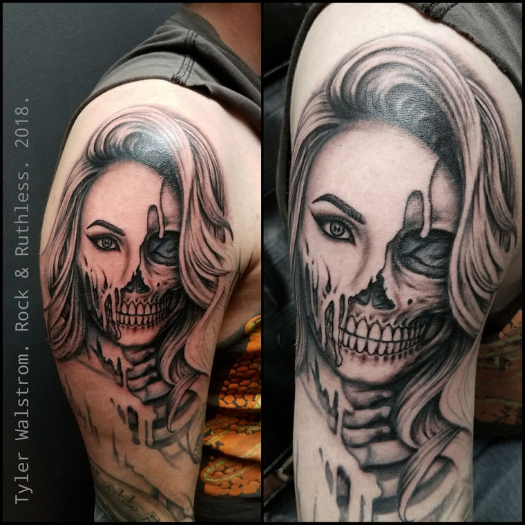 Muertos Lady, Black & Grey by Tyler Walstrom