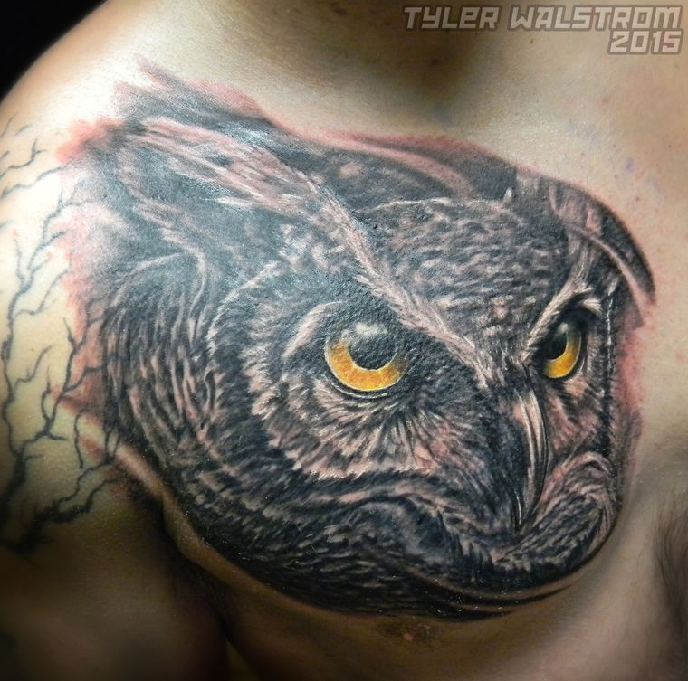 Owl, Black & Grey Realism by Tyler Walstrom