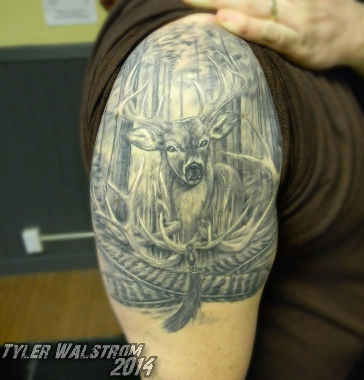 Armored Shoulder, Black & Grey by Tyler Walstrom